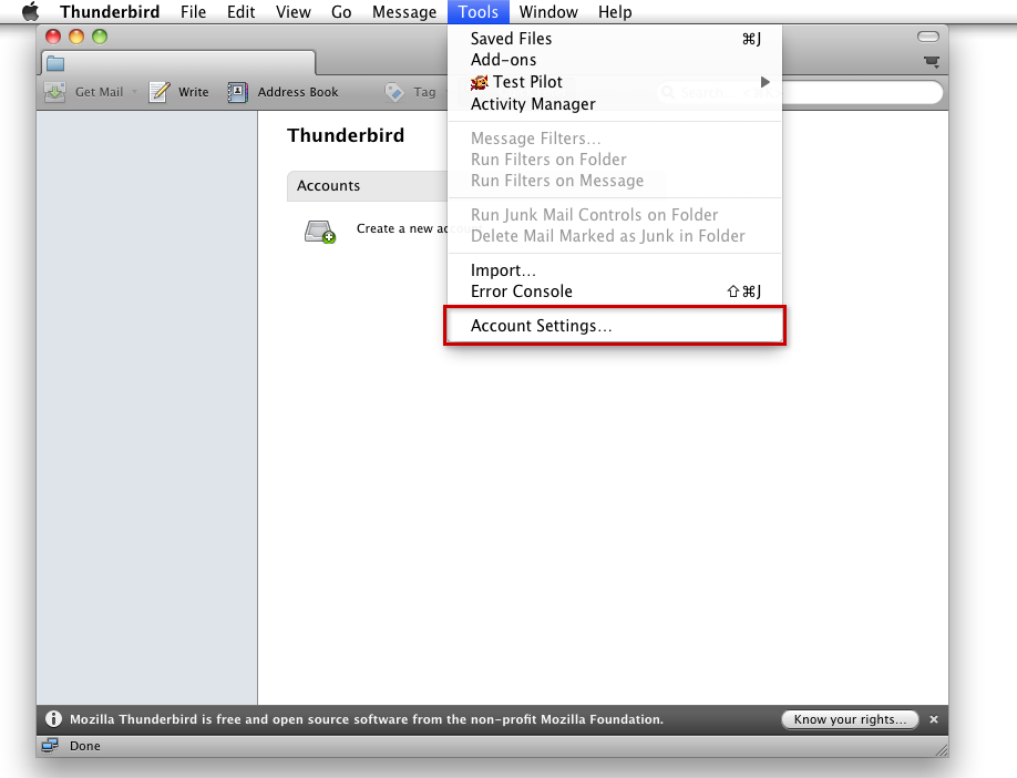Select Tools> Account Settings